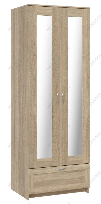 БРИМНЭС / СИРИУС Шкаф двухдверный ИКЕА / IKEA с одним выдвижным ящикам и двумя зеркалами, Дуб Сонома