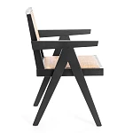 Кресло LOKI, дерево вяз/ротанг, черный, 50х50х84 см | изображение 1