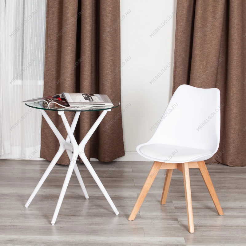 Стул TULIP (mod. 73-1), дерево/пластик/экокожа, 47,5x55x80 см, Белый (White) | изображение 8