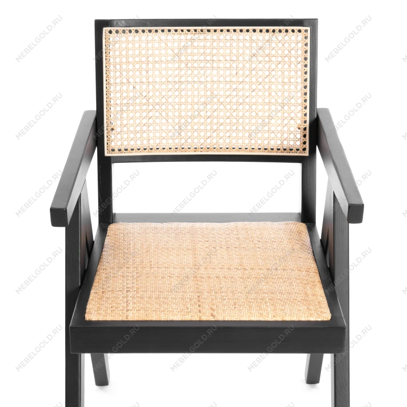 Кресло LOKI, дерево вяз/ротанг, черный, 50х50х84 см | изображение 5