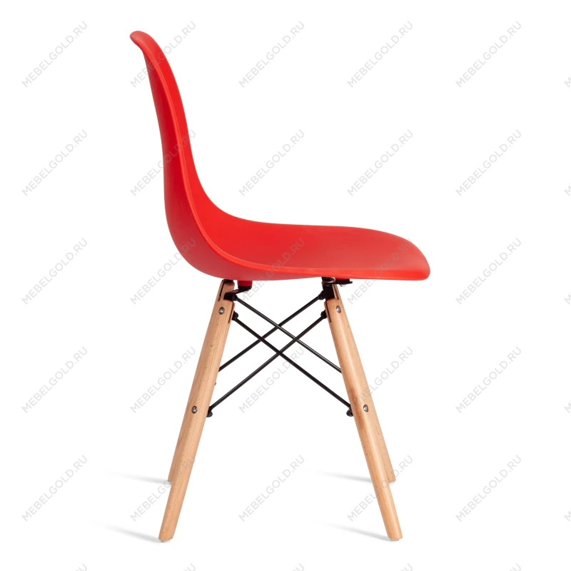 Стул CINDY (EAMES) (mod. 1801), дерево бук/металл/сиденье пластик, 45x51x82 см, Red (красный) | изображение 1