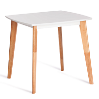 Стол обеденный Claire квадратный, столешница МДФ, опоры дерево гевея, белый / натуральное дерево, 80 x 80 x 75см