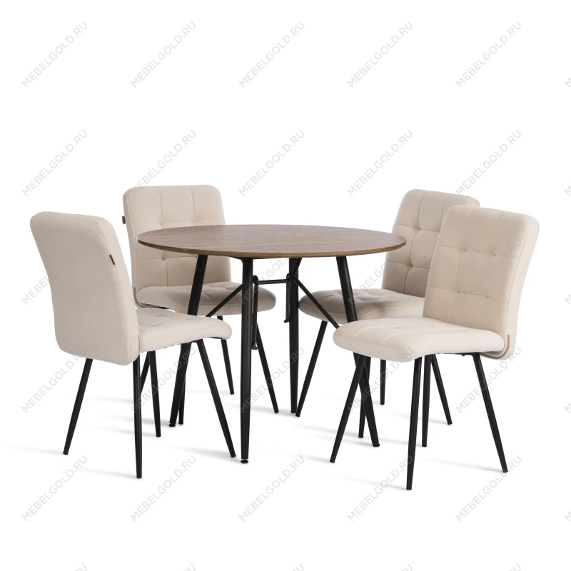 Стул обеденный Medeo, флок, молочный/черный, 4, 47х56х89 | изображение 8