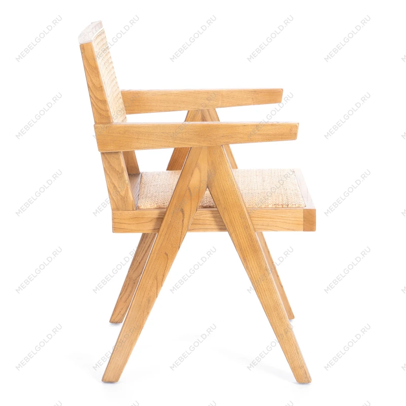 Кресло LOKI, дерево вяз/ротанг, Груша (№3), 50х50х84 см | изображение 1