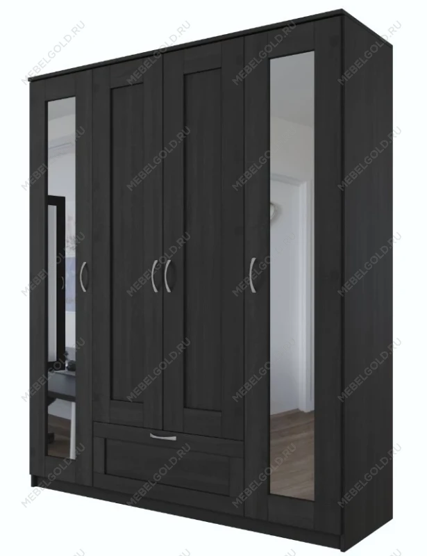 БРИМНЭС / СИРИУС Шкаф ИКЕА / IKEA комбинированный 4 двери и 1 ящик Дуб Венге (с 2 зеркалами)