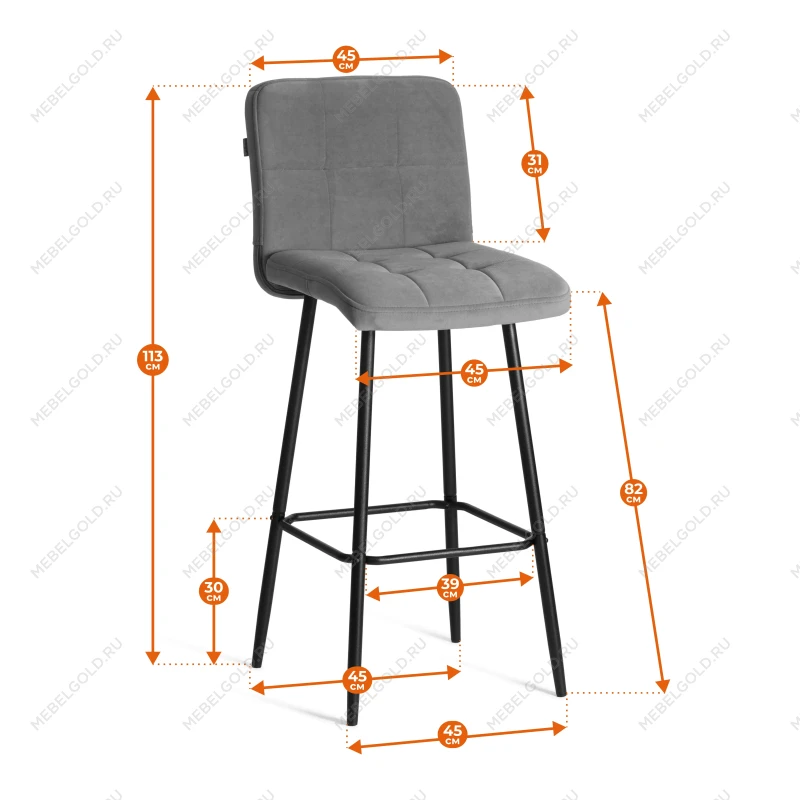 Барный стул Medeo/Медео, велюр, бежевый, 7, 45х56х113 см | изображение 15