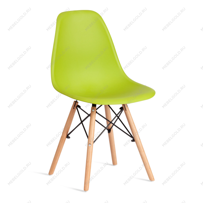 Стул CINDY (EAMES) (mod. 1801), дерево бук/металл/сиденье пластик, 45x51x82 см, Olive (оливковый)