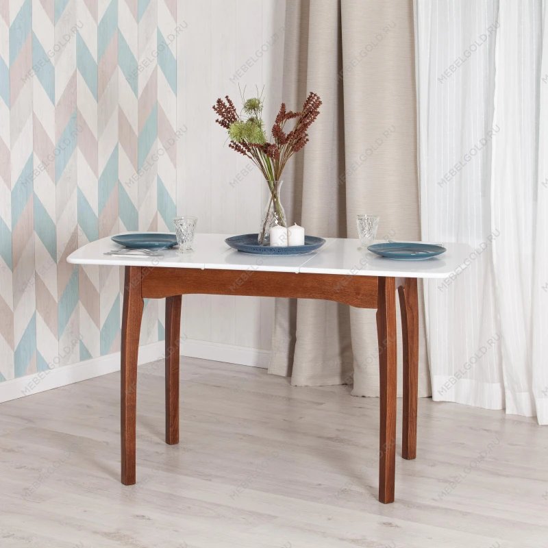 Стол CATERINA, бук, мдф, 100+30x70x75, коричневый, белый | изображение 14