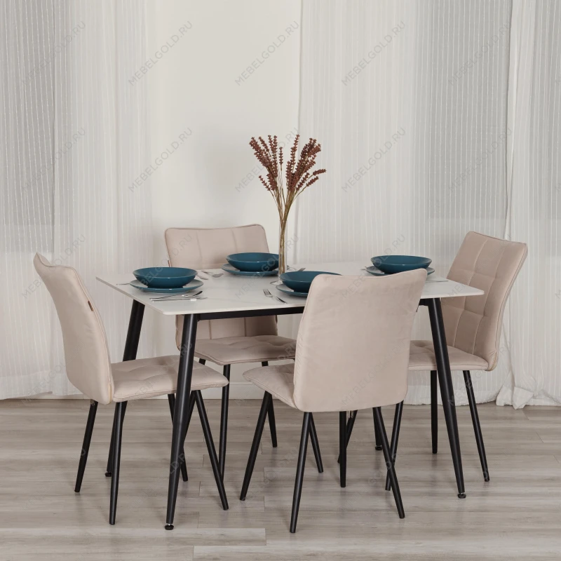 Стул обеденный Bari, LT, флок, бежевый/черный, 7, 41х55х89 см | изображение 10